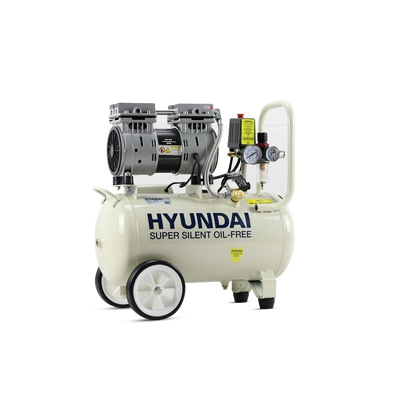 Hyundai 24 Litre Air Compressor, 5.2CFM/100psi, Silenced, Oil Free, Direct Drive 1hp | HY7524
